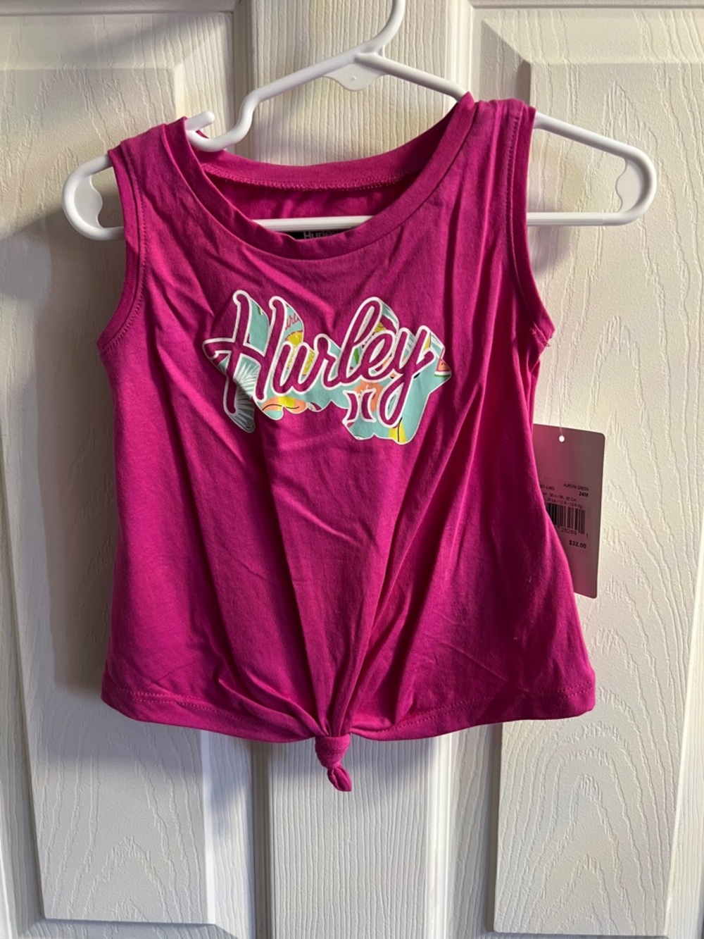 Hurley Girls Knot-Front Tank with Colorful Logo Size 24M